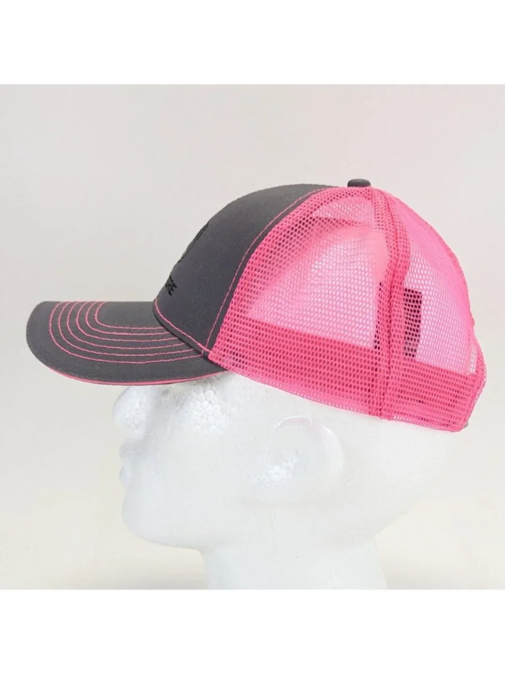 John Deere Womens Trucker Hat Pink Gray Embroidered Logo Mesh Back Cap